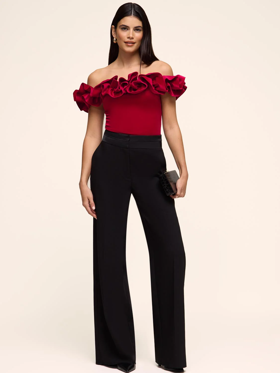 Ruffle Off-The-Shoulder Velvet Top - Image 5