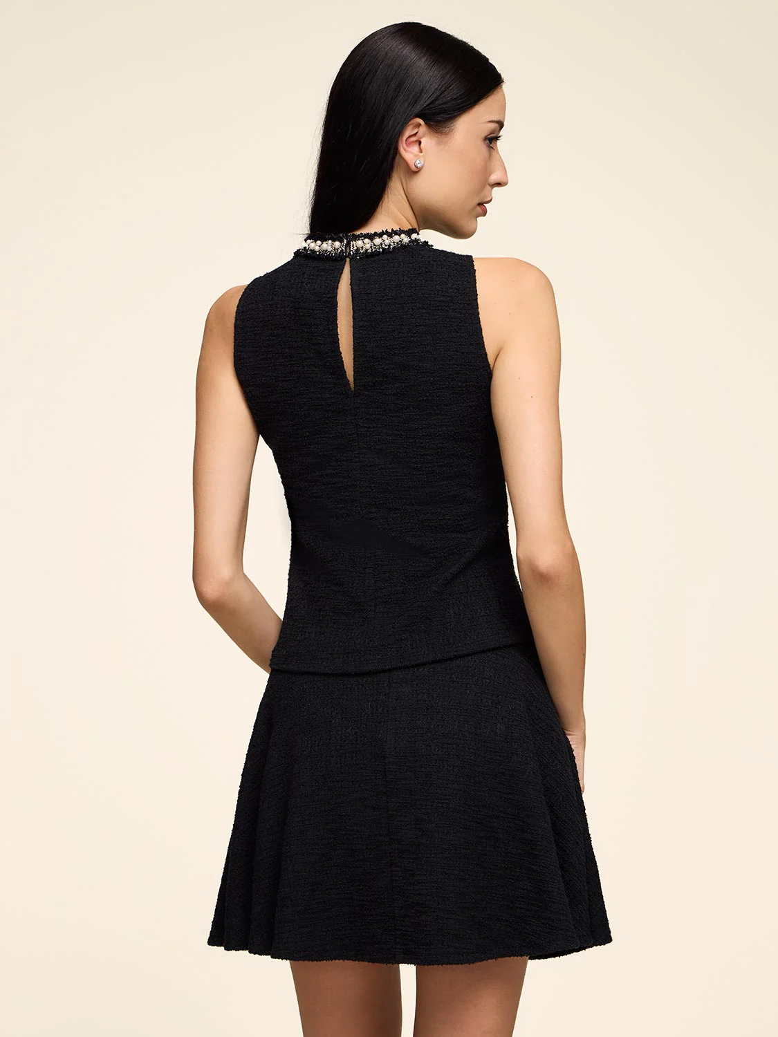 Bouclé Top With Pearl Detail - Image 2
