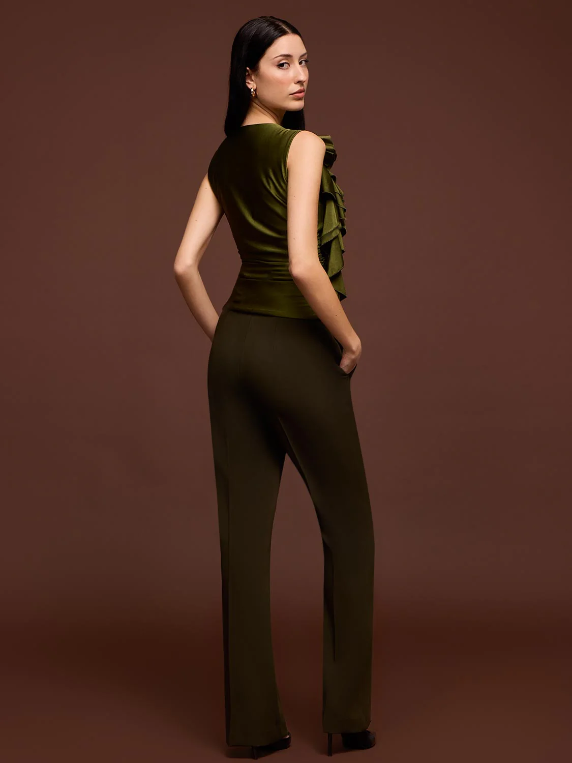 High-Waisted Boot-Cut Pants - Image 2