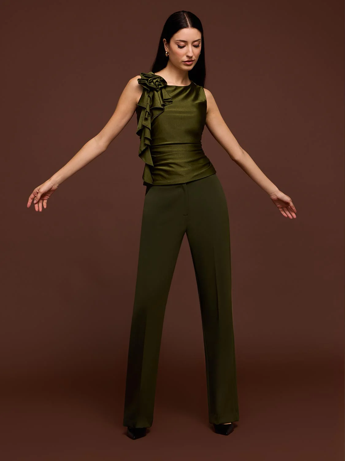 High-Waisted Boot-Cut Pants - Image 3