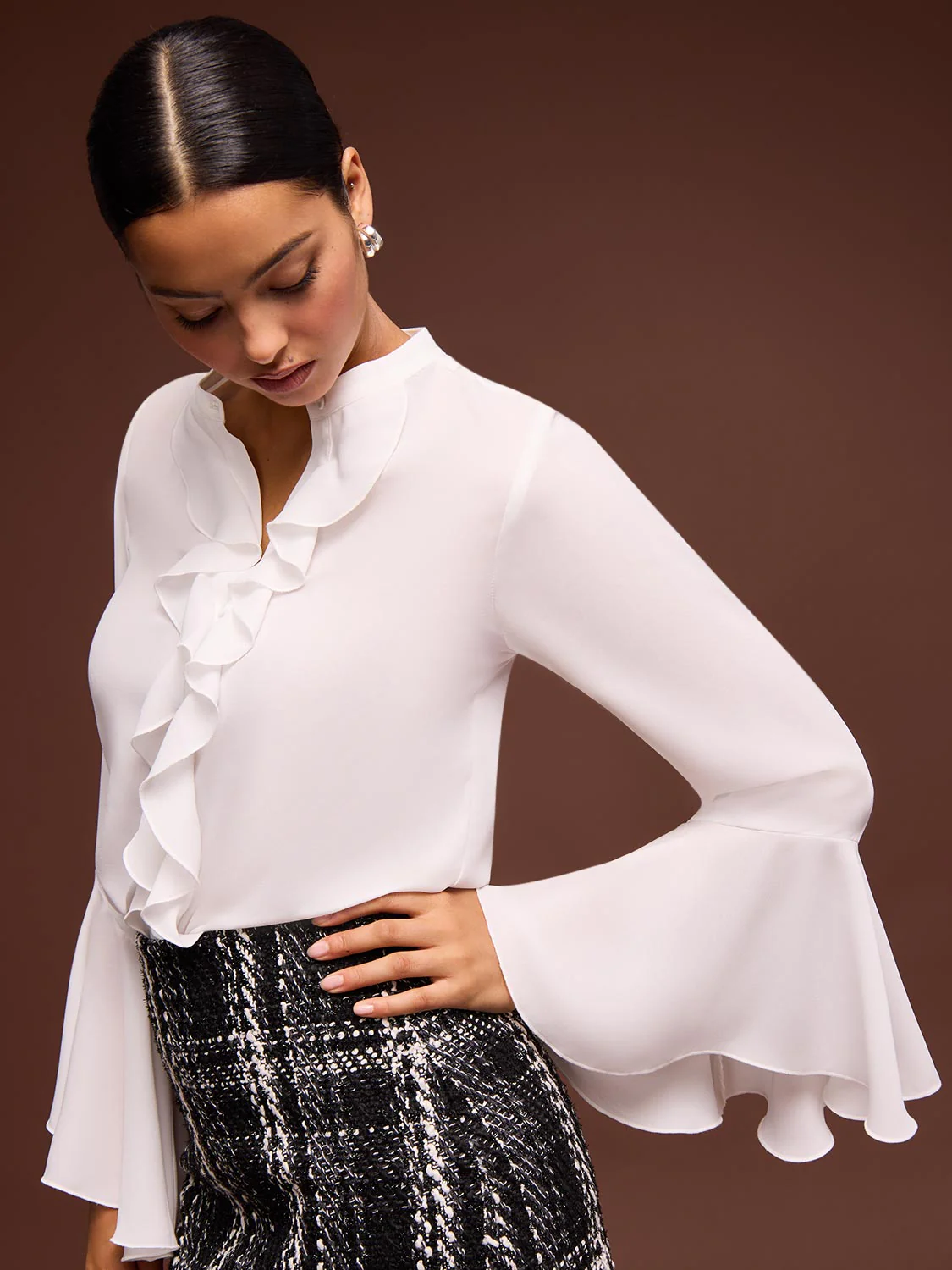 Bouclé Plaid Mini A-Line Skirt - Image 6