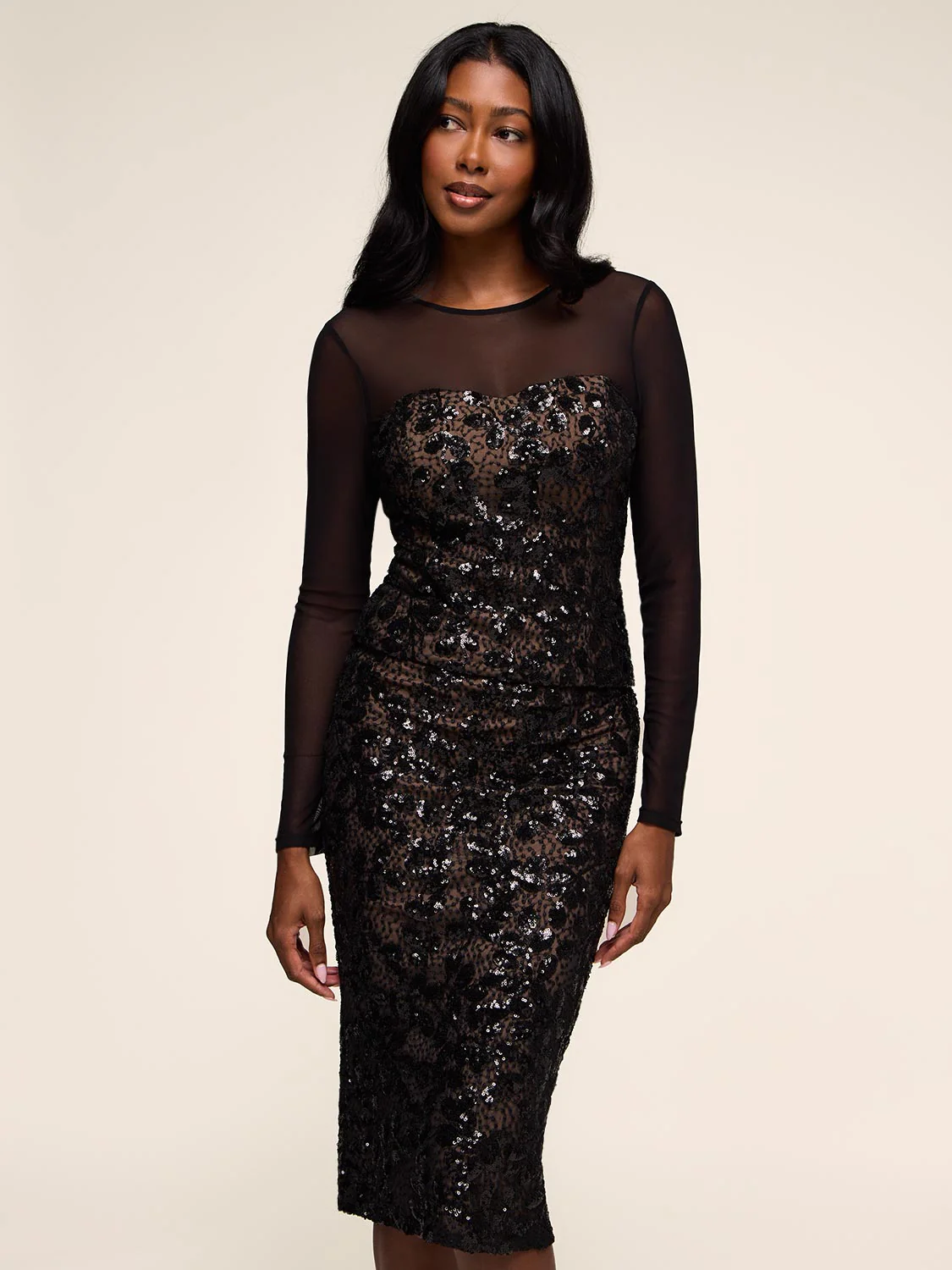 Sequin Midi Pencil Skirt