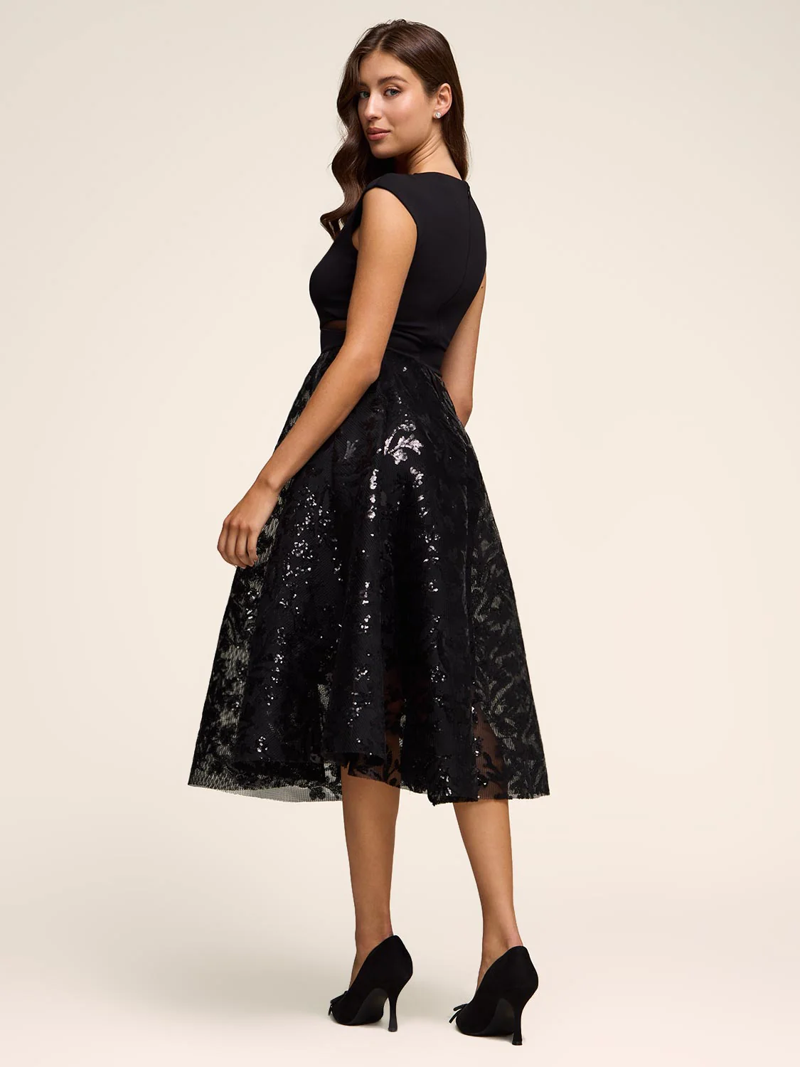 Mesh & Sequin Fit & Flare Dress - Image 2