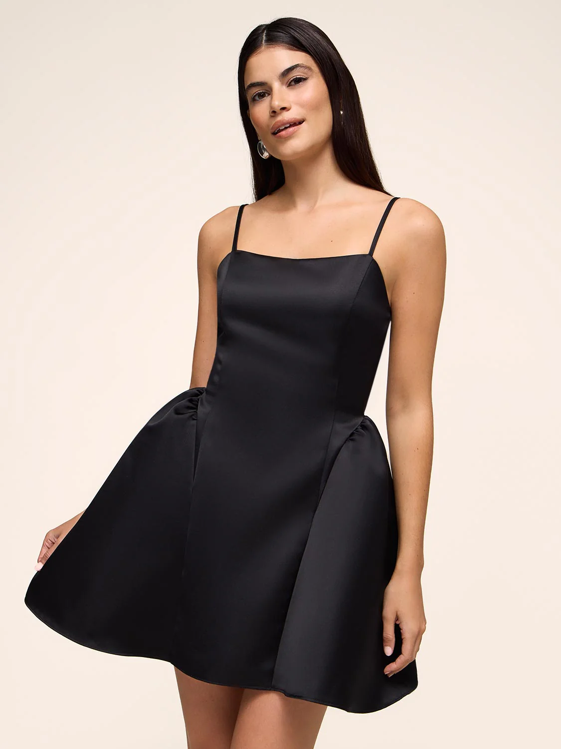 Satin Mini Dress With Flared Skirt - Image 2