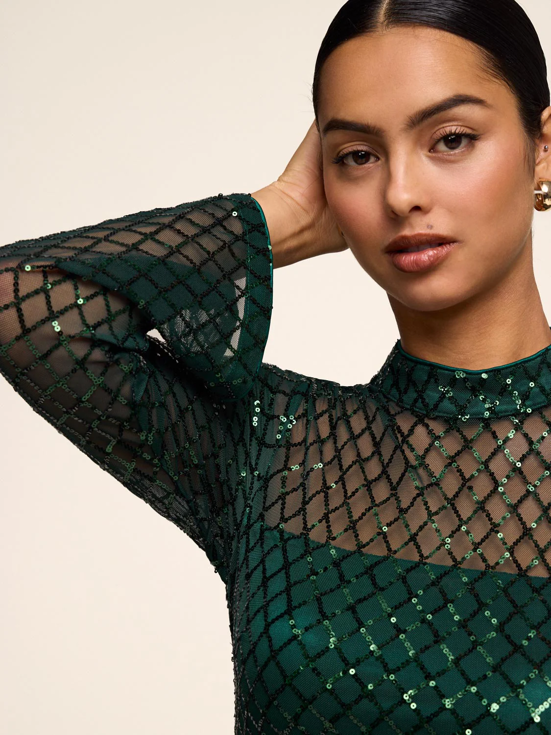 Patterned Sequin Mini Dress - Image 3