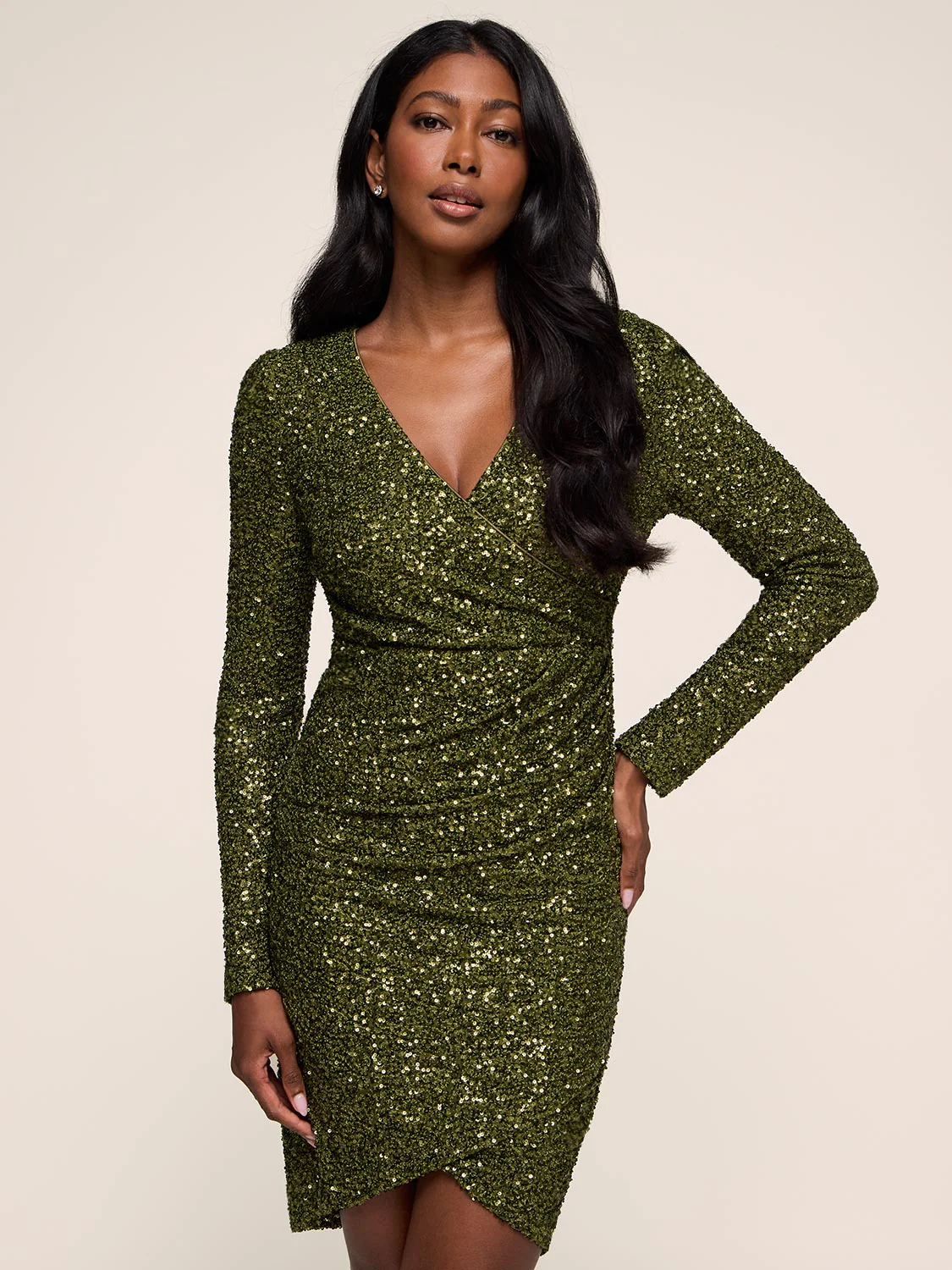 Long Sleeve Sequin Mini Dress - Image 2