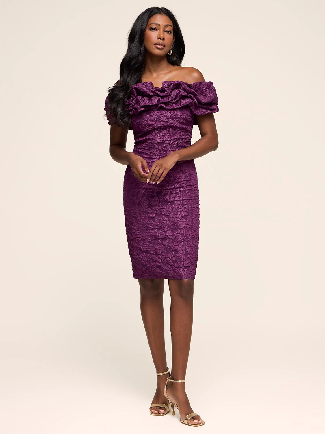 Ruffle Off-The-Shoulder Sheath Dress - Image 2