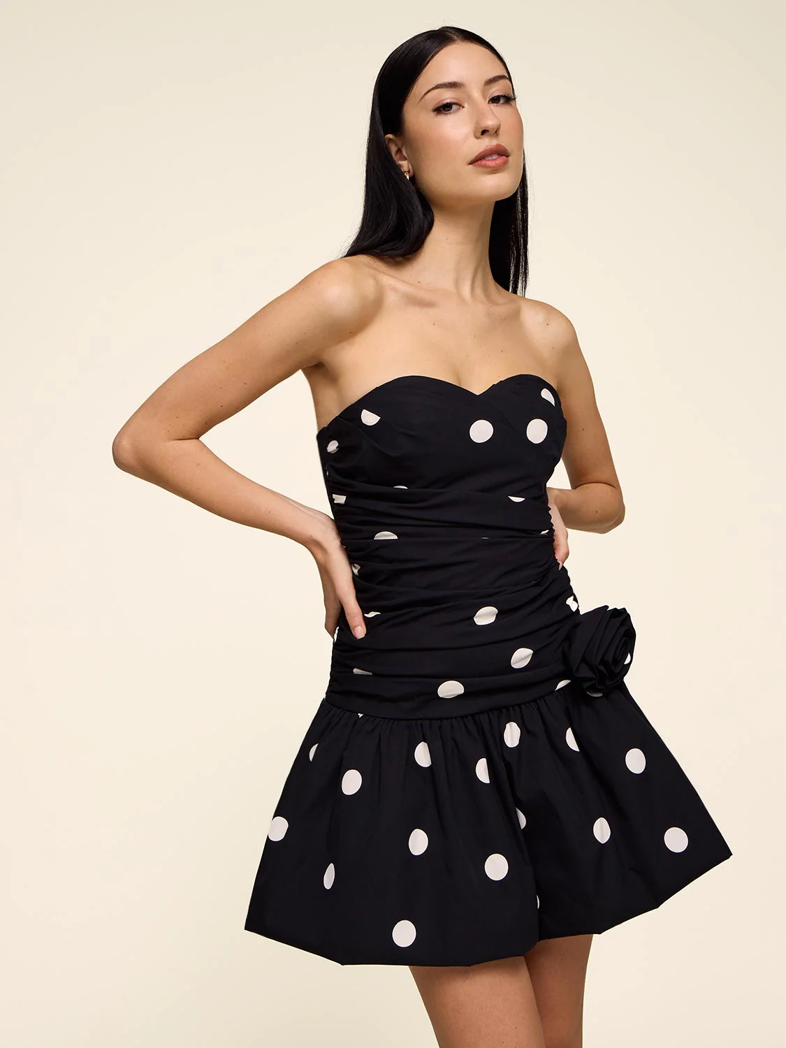 Polka Dot Mini Dress With Bubble Hem - Image 3