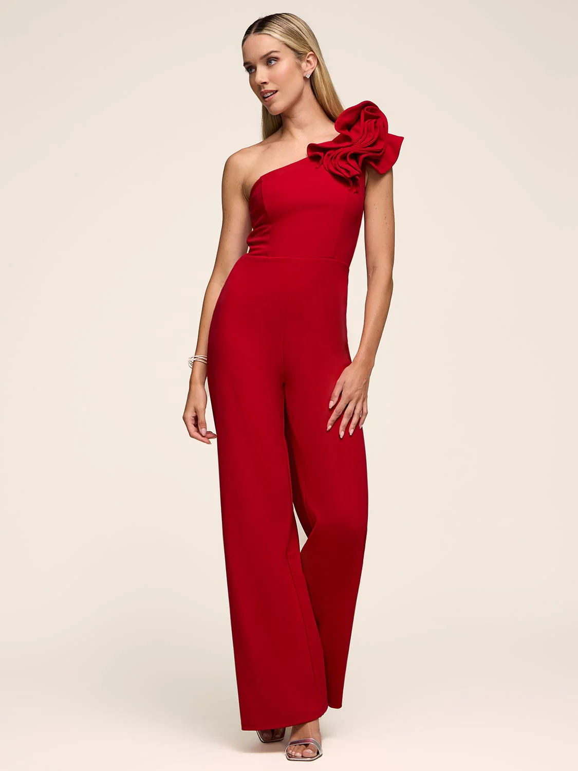 Ruffle One-Shoulder Wide-Leg Jumpsuit - Image 2