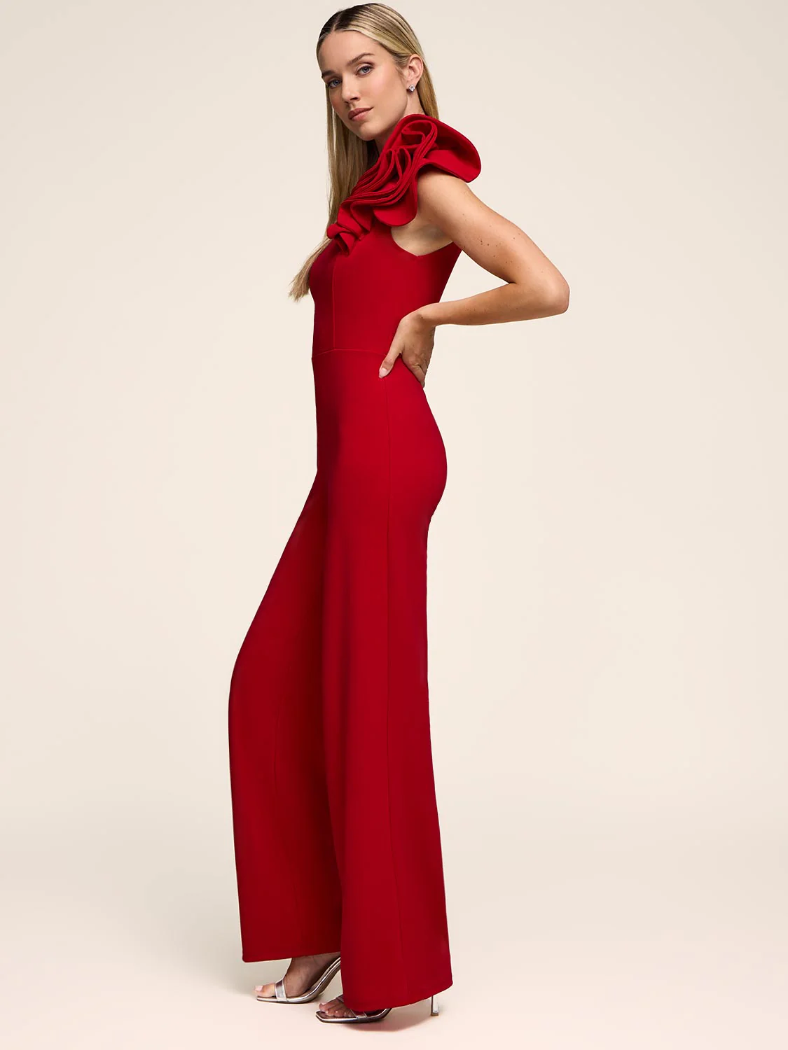 Ruffle One-Shoulder Wide-Leg Jumpsuit - Image 3