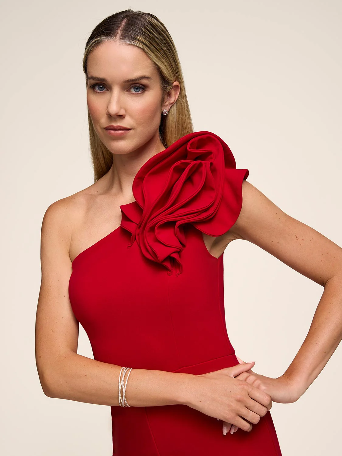 Ruffle One-Shoulder Wide-Leg Jumpsuit - Image 4