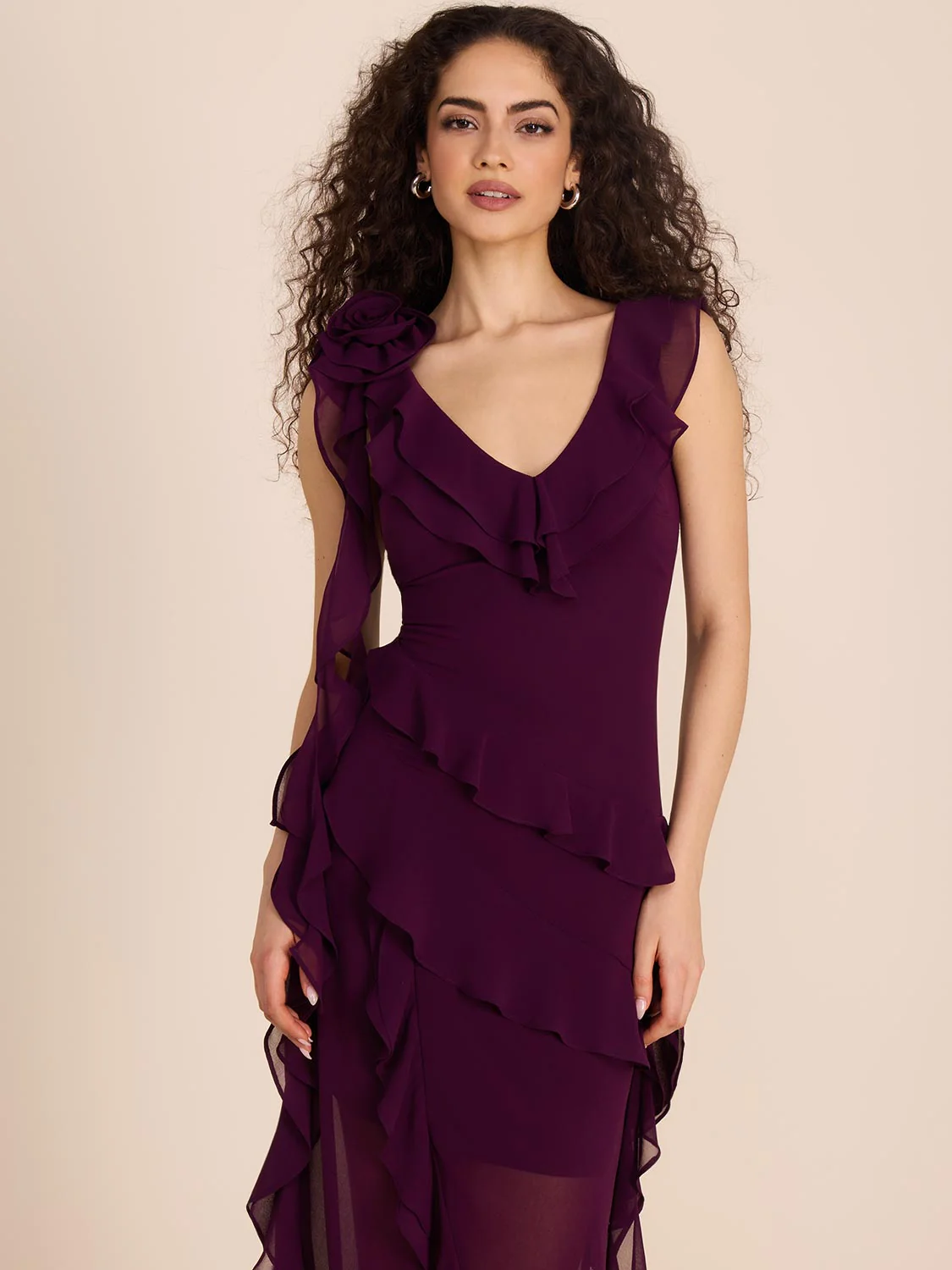 Chiffon Gown With Tiered Ruffles - Image 5