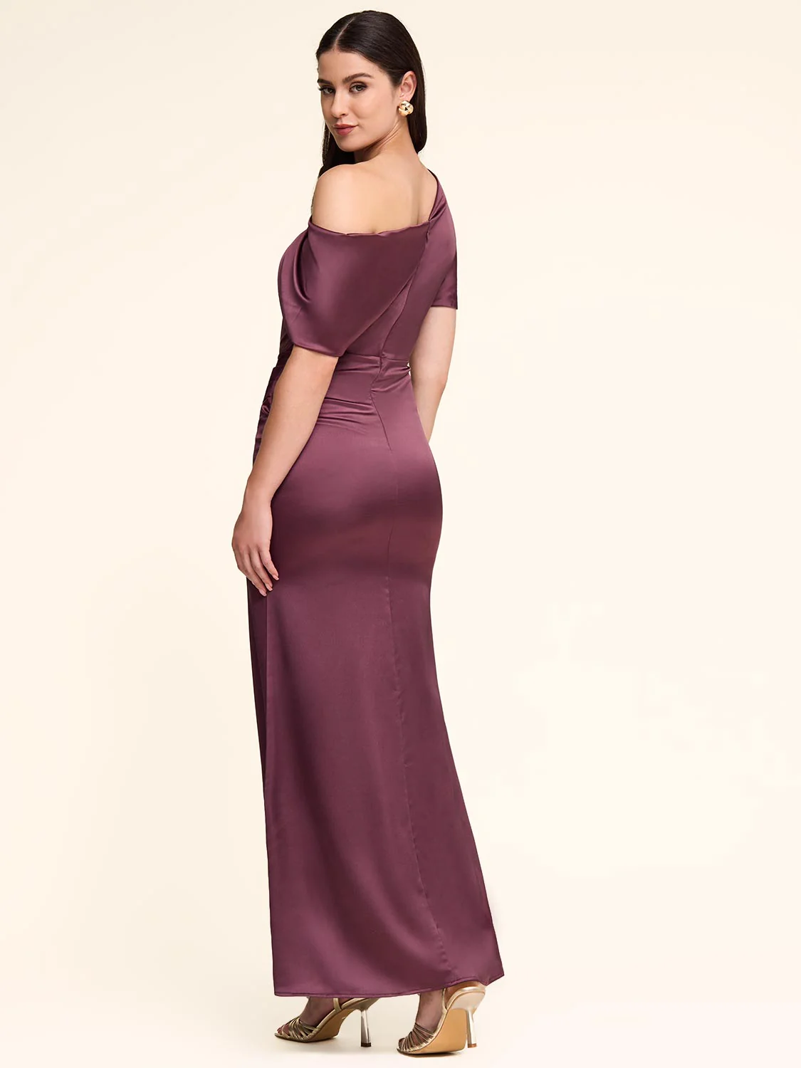 Satin Gown With Asymmetric Neckline - Image 2