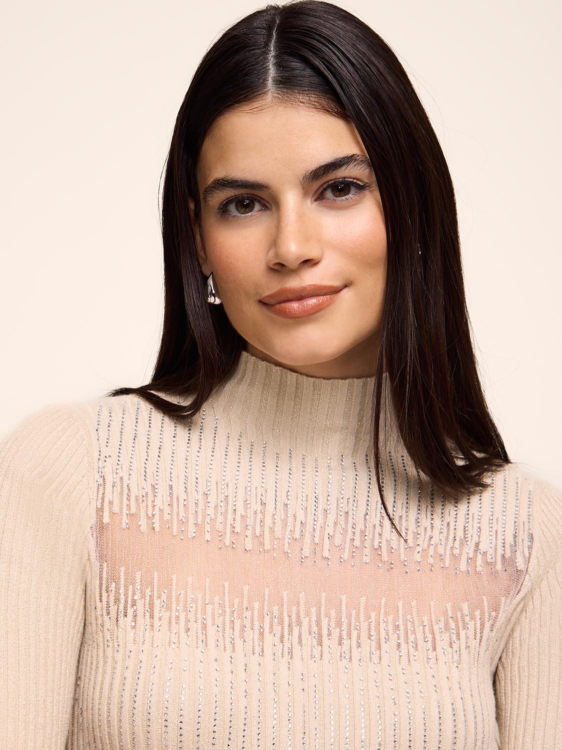 Mock Neck Ribbed Sweater - Image 3