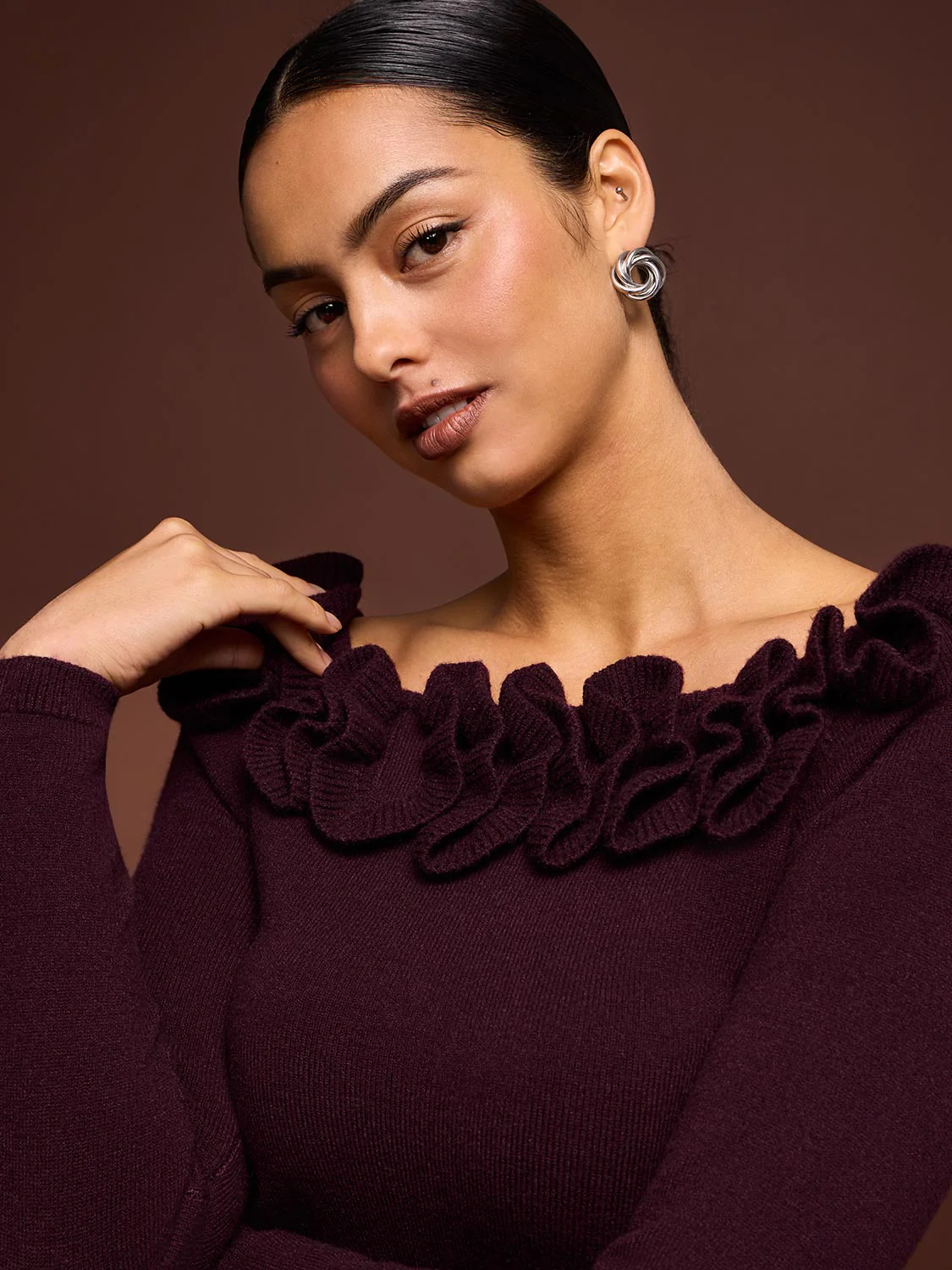Ruffle Scoop Neck Sweater - Image 3