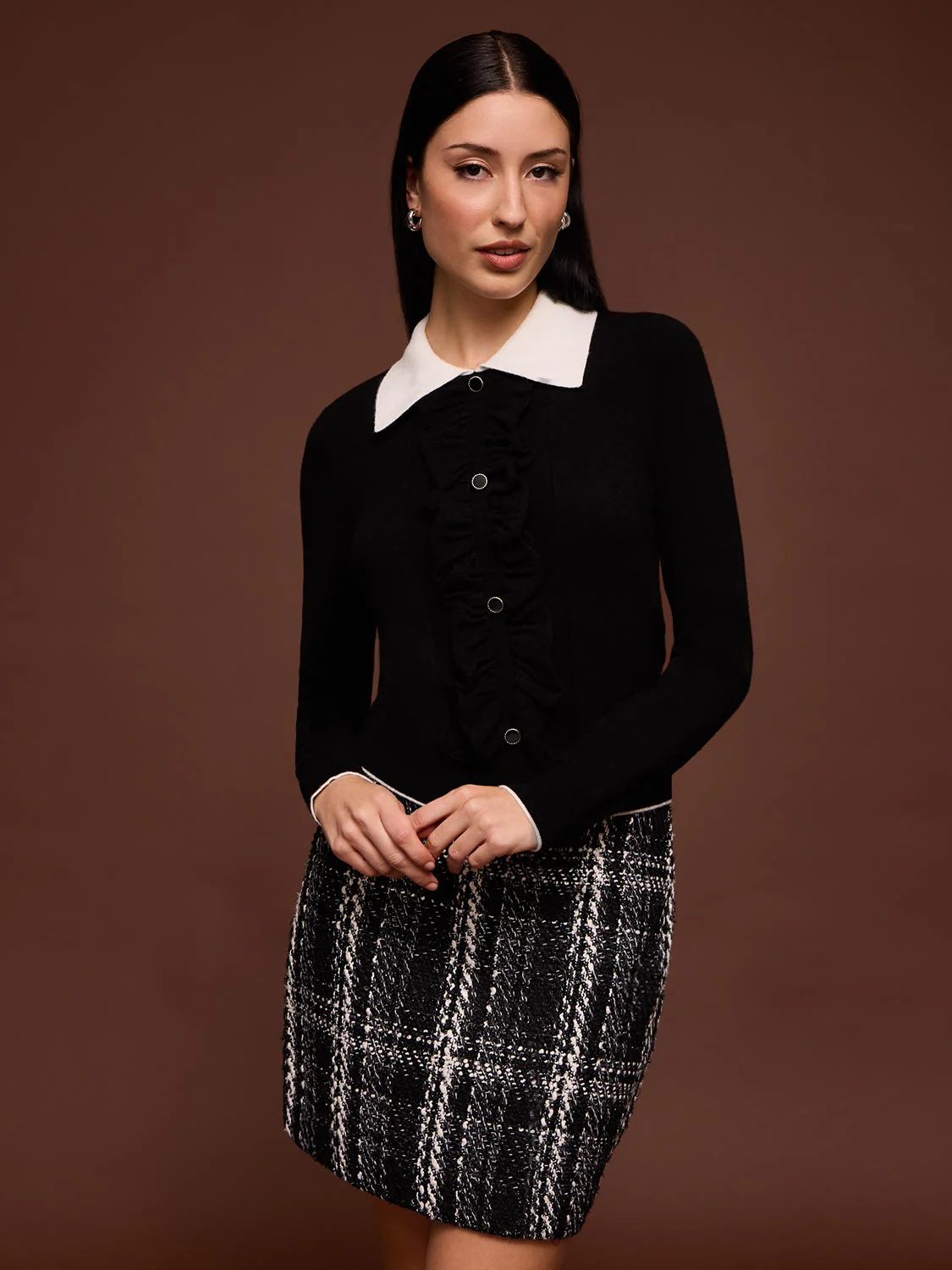 Ruffle Button-Up Polo Sweater - Image 4