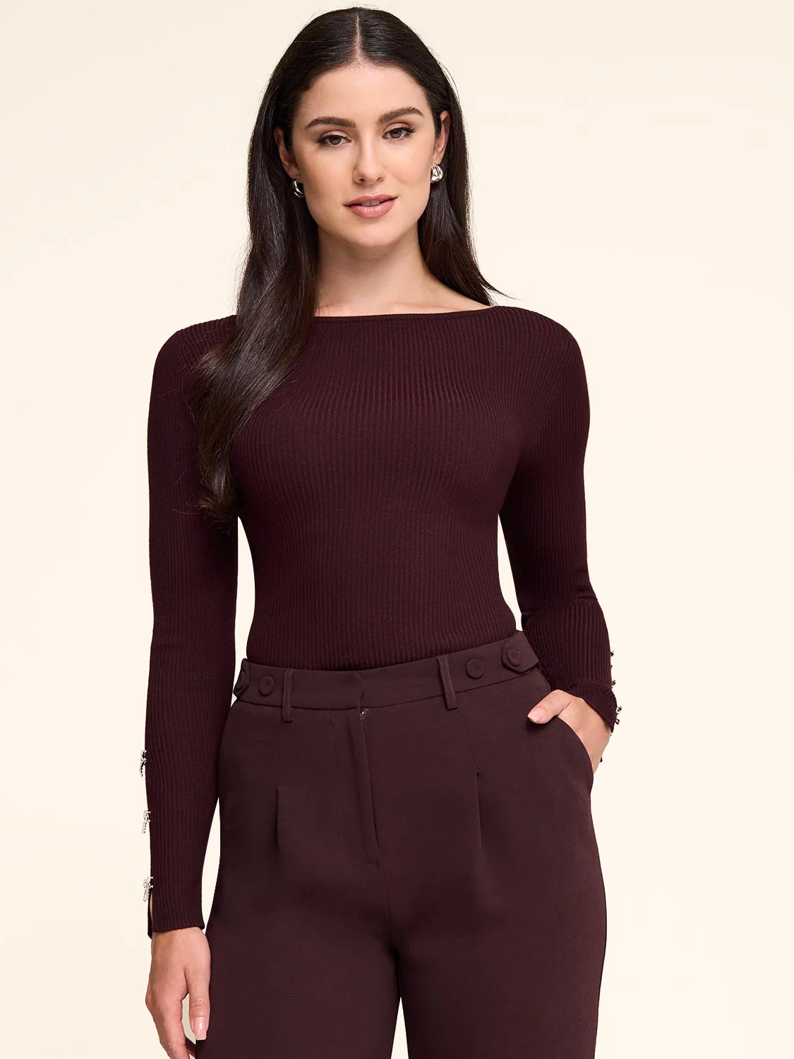 Ribbed Sweater With Bow Details - Image 3