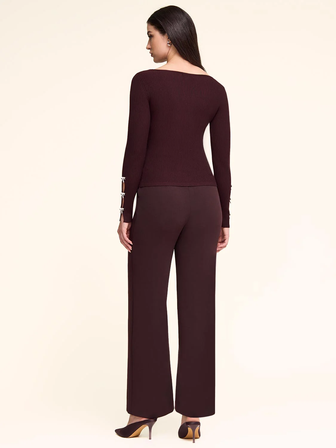 Ribbed Sweater With Bow Details - Image 6